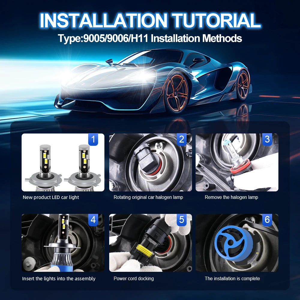 2Pc H4 LED Bulb Turbo Headlight 30000LM Powerful Best Car Lamp with Fan For Ford Fiesta V 2003 2004 2005 2006 2007 2008