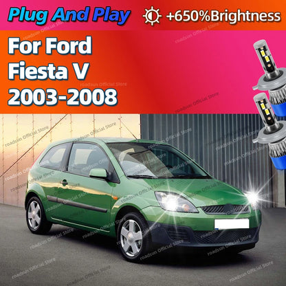 2Pc H4 LED Bulb Turbo Headlight 30000LM Powerful Best Car Lamp with Fan For Ford Fiesta V 2003 2004 2005 2006 2007 2008