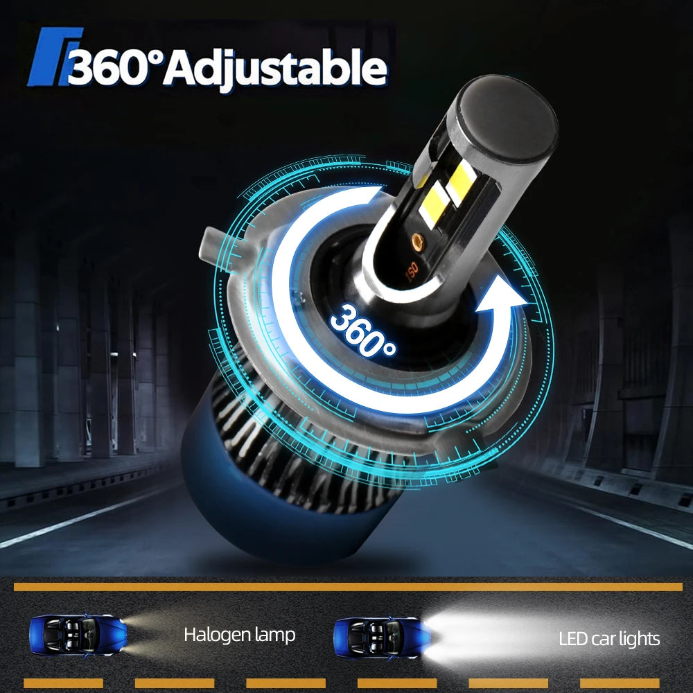 2Pc H4 LED Bulb Turbo Headlight 30000LM Powerful Best Car Lamp with Fan For Ford Fiesta V 2003 2004 2005 2006 2007 2008
