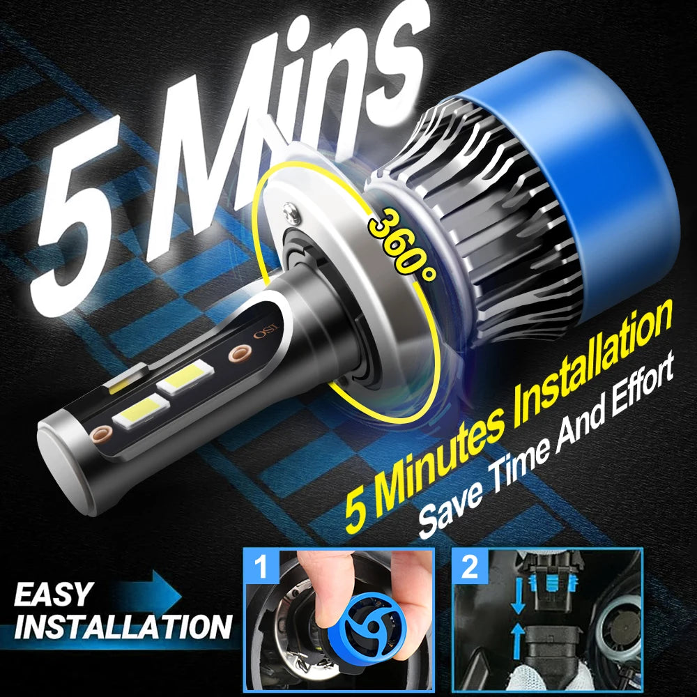 2Pc H4 LED Bulb Turbo Headlight 30000LM Powerful Best Car Lamp with Fan For Ford Fiesta V 2003 2004 2005 2006 2007 2008
