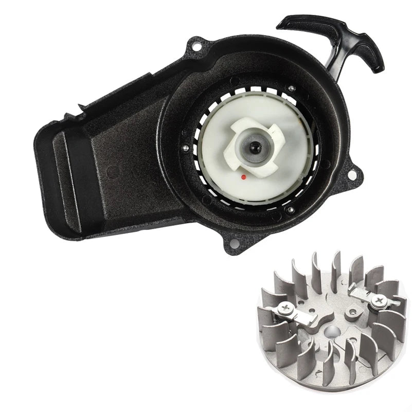 Aluminum Alloy Easy Pull Start Starter + Flywheel for 47cc 49cc Pocket Mini Moto Dirt Bike Crosser ATV Quad Minimoto