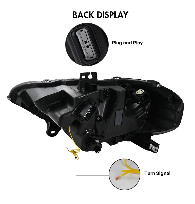Led Headlight For 2018-2023 Ford Mustang S650 Projector Front Lamp Assembly with Triple Beam Len Seamless replacement Universal