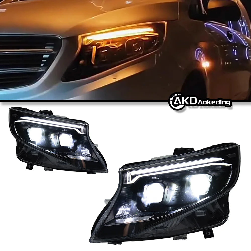 AKD Styling LED Head Lamp for Benz Vito Headlights 2016-2024 W447 V250 LED Projector Lens DRL  Dynamic front Auto Accessories