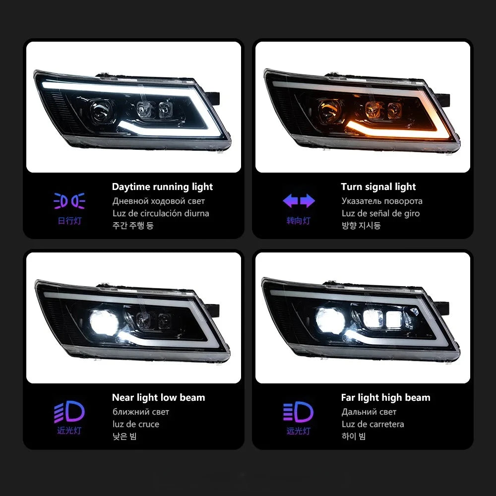 LED Headlight For Dodge Journey JCUV Fiat Freemont 2009‑2016 Angel Eye Bi‑Xenon DRL Head Lamp Assembly
