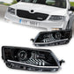 2Pcs Bi Halogen LED Headlight for Skoda Octavia 2014-2017 DRL Hid Head Lamp Car Styling Front Auto Lights Lighting Assembly Replacement Parts Exterior Lights Automotive Accessories