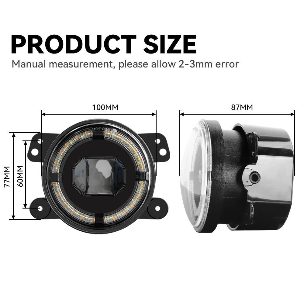 For Lada Niva Wrangler JK Dodge Citroen Ford Honda Suzuki 4 Inch LED Off Road Fog Lamp Driving Auxiliary Light Auto Headlight