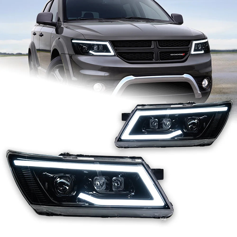 LED Headlight For Dodge Journey JCUV Fiat Freemont 2009‑2016 Angel Eye Bi‑Xenon DRL Head Lamp Assembly