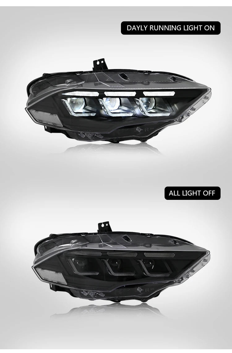 Led Headlight For 2018-2023 Ford Mustang S650 Projector Front Lamp Assembly with Triple Beam Len Seamless replacement Universal