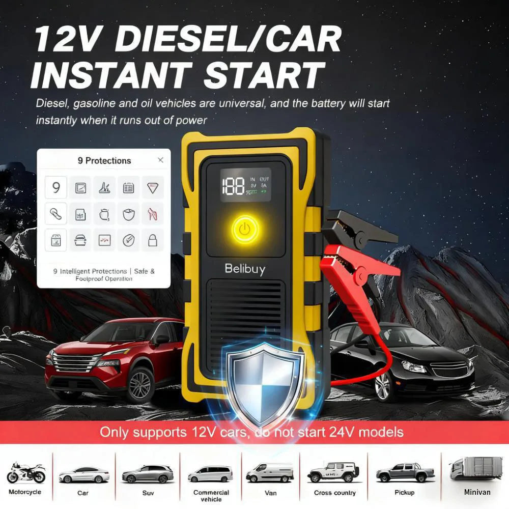 12VCar Battery Starter,5000mAh Portable Emergency Jump Starter,Auto Engine Booster,Vehicle Electronic Accessory,Emergency Tool
