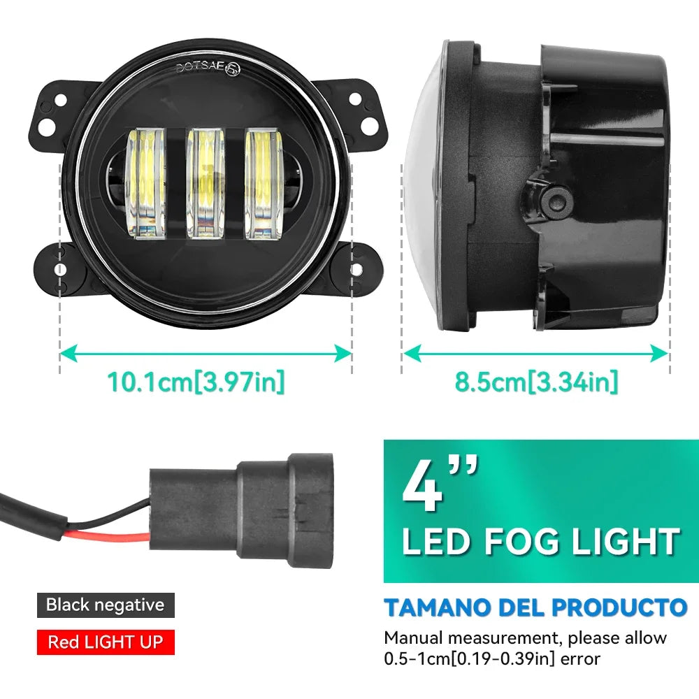 For Lada Niva Wrangler JK Dodge Citroen Ford Honda Suzuki 4 Inch LED Off Road Fog Lamp Driving Auxiliary Light Auto Headlight