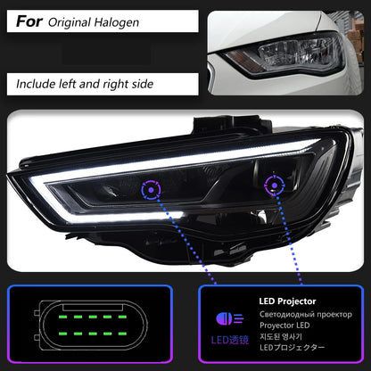 TYPY 2 PCS Car Lights For Audi A3 2014-2016 LED Car Lamps Daytime Running Lights Dynamic Turn Signals Car Accessories