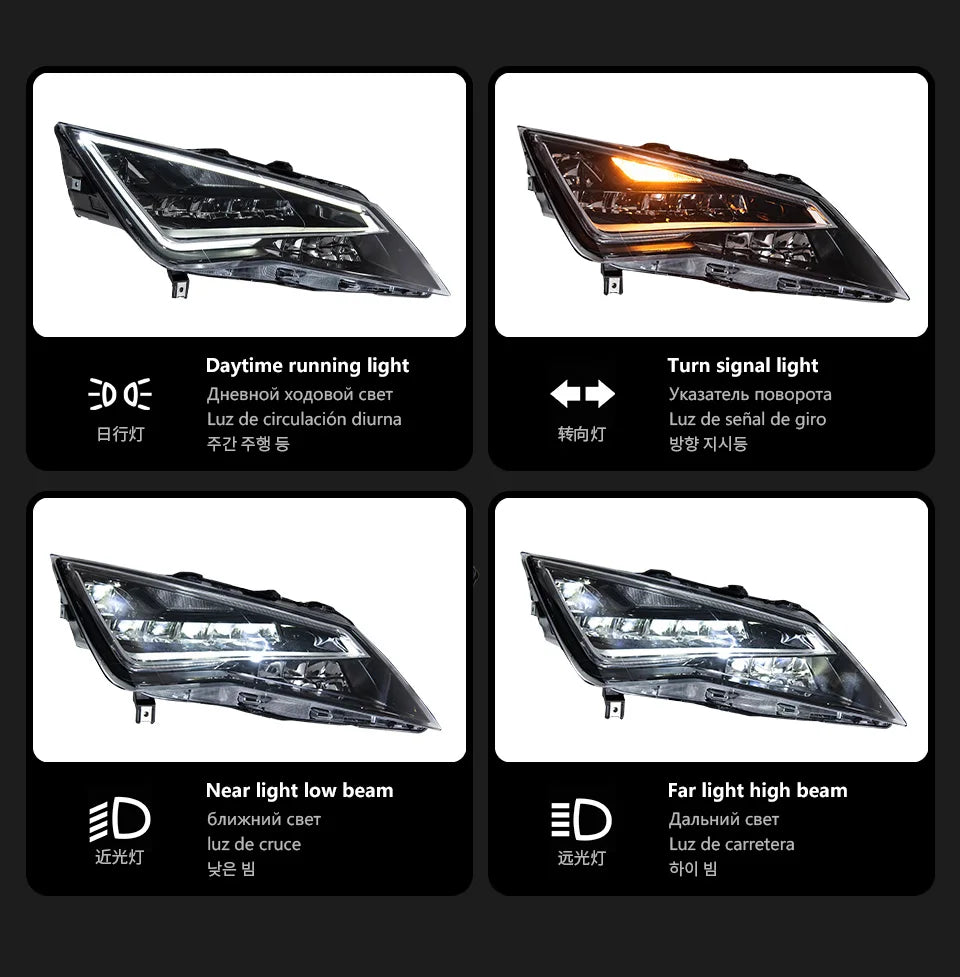 AKD LED Headlight assembly for SEAT León MK3 Headlight 2013–2017 León 5F LED Projector LENS DRL Turn Signal Front SEAT Leon Head lamp auto Accessories