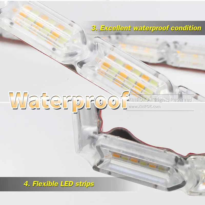 2pcs Waterproof Flexible Universal Car Led DRL Daytime Running Light White Headlight LED Strip Flowing Turn Signal Lights