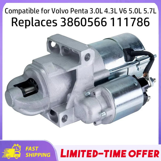12V Starter Motor Compatible for MERCURY Mercedes Benz Volvo Penta 3.0L 4.3L V6 5.0L 5.7L Replaces 3860566 111786