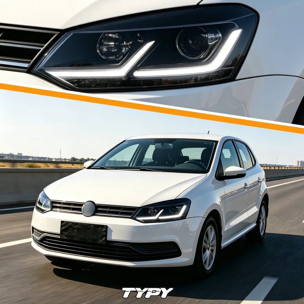 TYPY Auto Parts For VW POLO Headlights 2011-2018 GTI latest Styling LED Daytime Lights Dual Projector Car Accesorios Modified