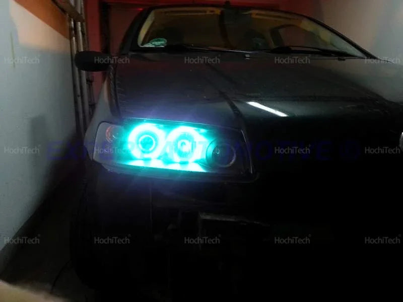 For Fiat PUNTO MK2 1999-2010 16-Color RGB Cotton LED Headlight Angel Eyes Ring Lamp Remote Control Car Daytime Running Light