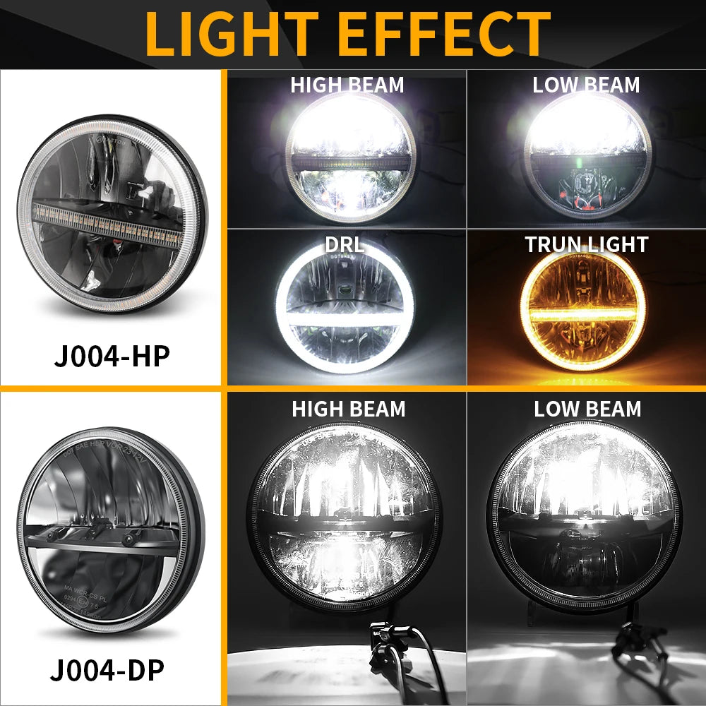 Braveway Pair 7" LED Headlights High/Low Beam for Jeep Wrangler Toyota Landcruiser HZJ75 78 79 Series SUV 12V 24V