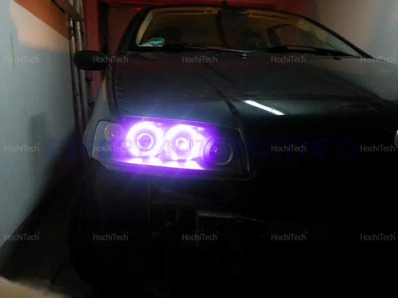For Fiat PUNTO MK2 1999-2010 16-Color RGB Cotton LED Headlight Angel Eyes Ring Lamp Remote Control Car Daytime Running Light