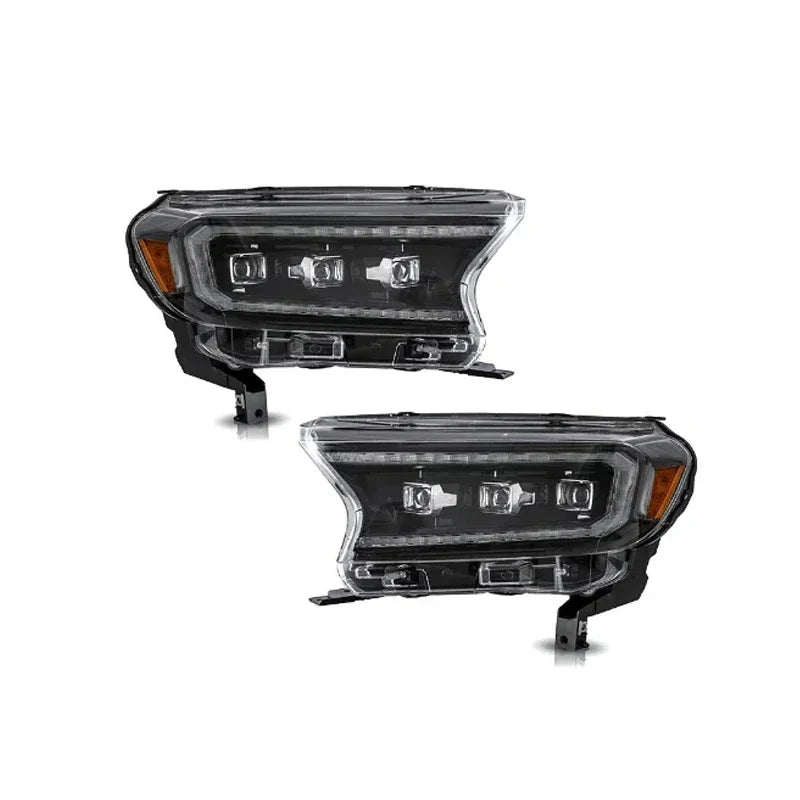 2PCS T6 LED Headlight Assembly E‑Mark Approved For Ford Ranger T6 Wildtrak Raptor Pickup Dynamic Sequential Amber Turn Signal Full LED Headlamps DRL High Low Beam Direct Fit Plug And Play IP67 Waterproof Auto Upgrade Kit 2P