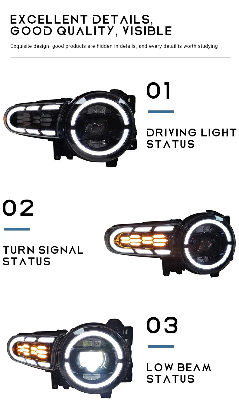 Sequential LED Headlights for Toyota FJ Cruiser 2007-2020 DRL Projector Front Lamps L+R