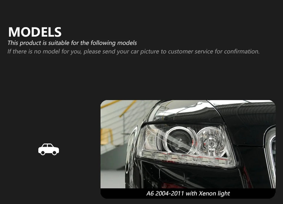 AKD Styling LED Car light for Audi A6 Headlights 2004-2011 A6 C6 LED projection lens Dynamic Signal DRL Bi Xenon Auto Accessories