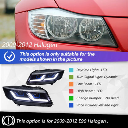 TYPY Car Lights For BMW 3 Serise E91 E90 Headlights 2005-2012 LED Head Lamp 320i 318i 330i DRL Projector Front Light Car Accessories