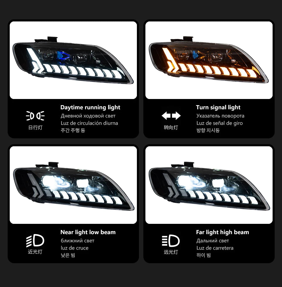 CG Integrated Headlamp Assembly with Built-in LED for Audi Q7  2006-2015  Q7 MK1 Typ 4L Front Head Lamps