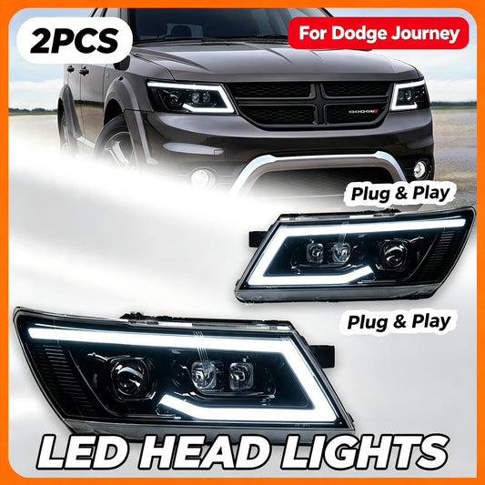 LED Headlight For Dodge Journey JCUV Fiat Freemont 2009‑2016 Angel Eye Bi‑Xenon DRL Head Lamp Assembly