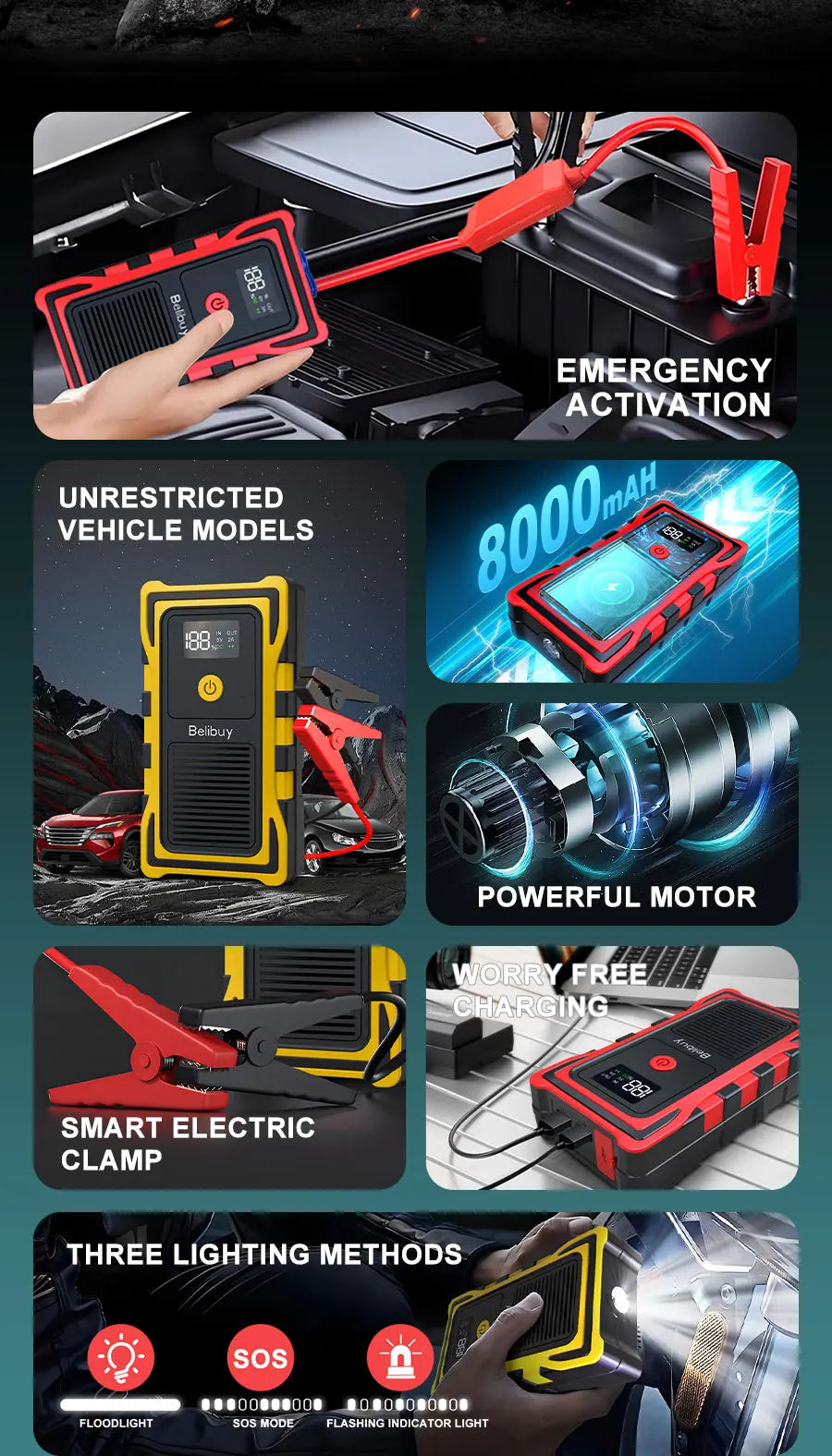 12VCar Battery Starter,5000mAh Portable Emergency Jump Starter,Auto Engine Booster,Vehicle Electronic Accessory,Emergency Tool