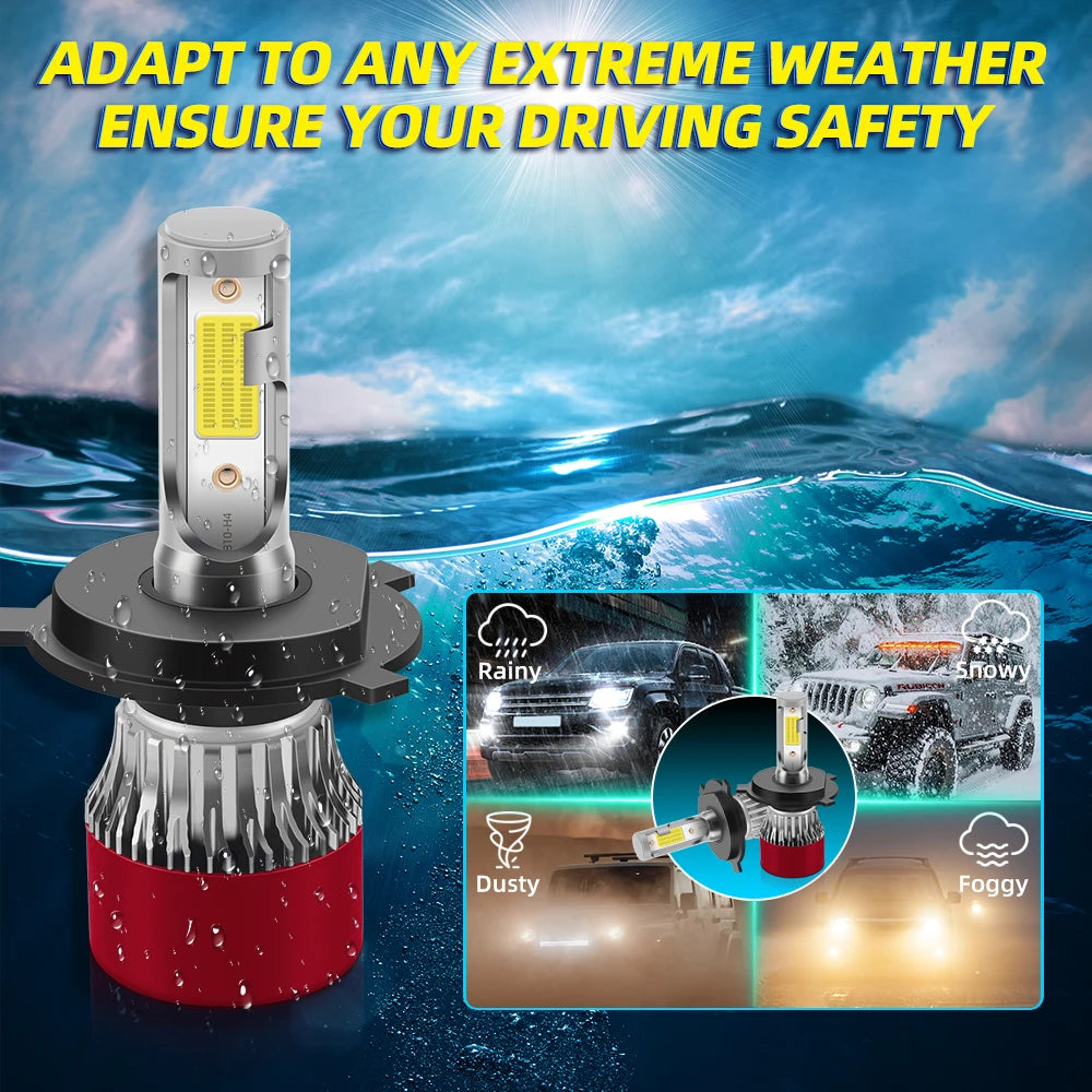 2x LED H4 H7 Car Headlight H1 Bulb H8 H11 9005 HB3 9006 HB4 9007 9008 H13 9145 9140 H10 Led Fog Lights 30000LM Turbo Lampada 12V