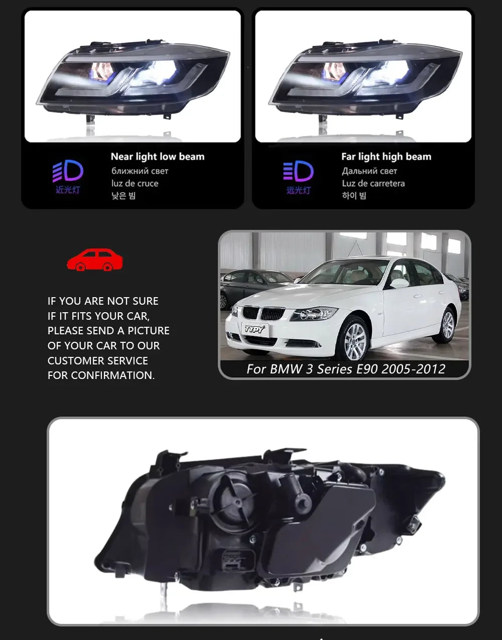 TYPY Car Lights For BMW 3 Serise E91 E90 Headlights 2005-2012 LED Head Lamp 320i 318i 330i DRL Projector Front Light Car Accessories