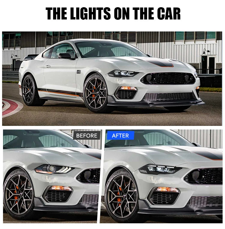 Led Headlight For 2018-2023 Ford Mustang S650 Projector Front Lamp Assembly with Triple Beam Len Seamless replacement Universal