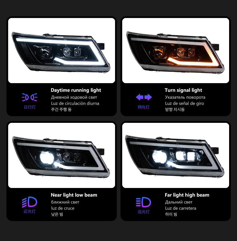 LED Headlight For Dodge Journey JCUV Fiat Freemont 2009‑2016 Angel Eye Bi‑Xenon DRL Head Lamp Assembly