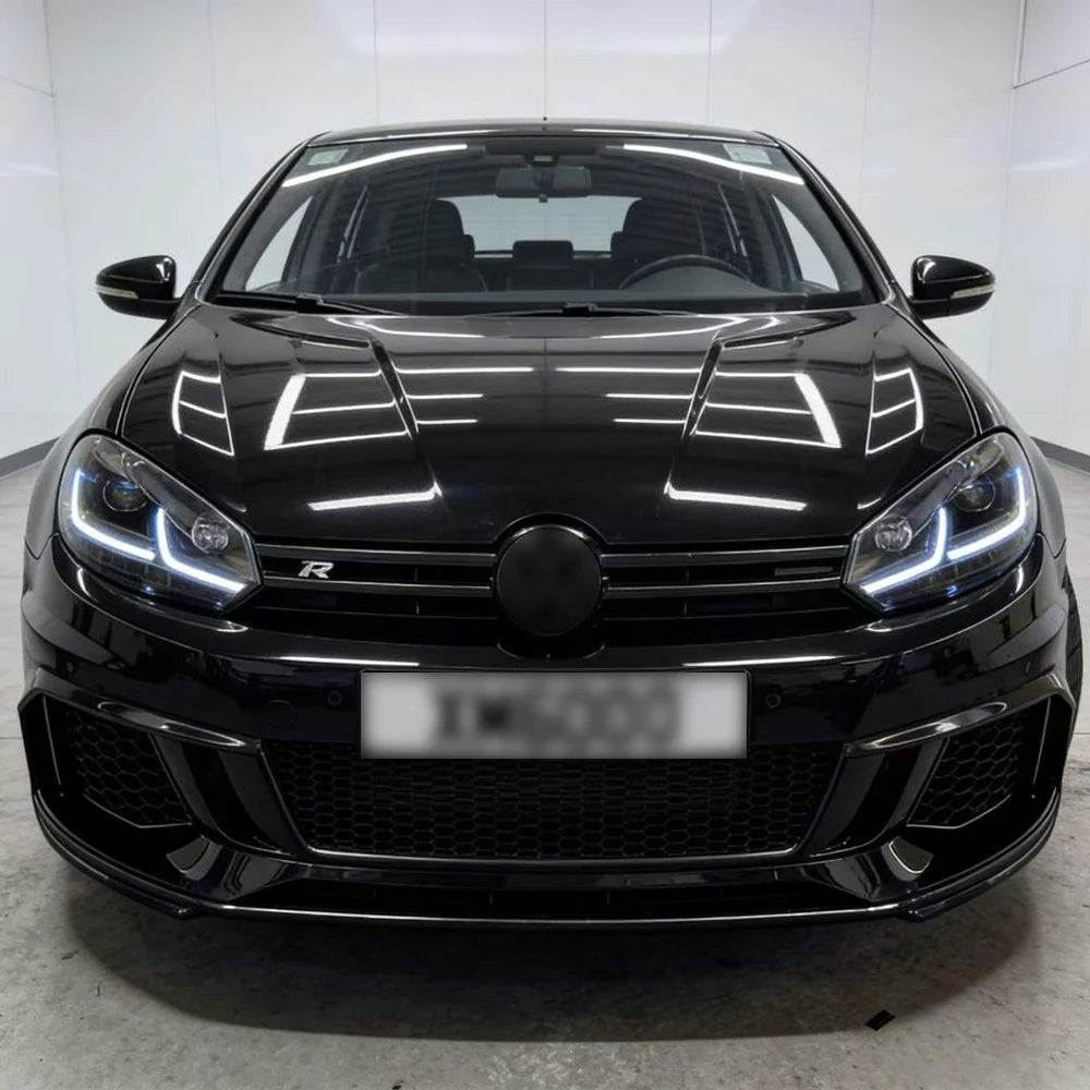 2Pcs Car LED Lights For VW Golf 6 Headlight Mk6 2009-2012  LED Projector Lens headlight Yellow + White DRL Turn Signal Lamps High Beam Lamps,Plug and Play