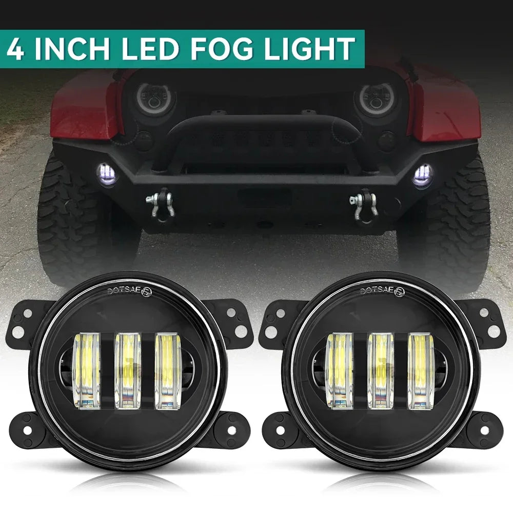For Lada Niva Wrangler JK Dodge Citroen Ford Honda Suzuki 4 Inch LED Off Road Fog Lamp Driving Auxiliary Light Auto Headlight