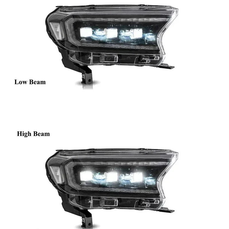 2PCS T6 LED Headlight Assembly E‑Mark Approved For Ford Ranger T6 Wildtrak Raptor Pickup Dynamic Sequential Amber Turn Signal Full LED Headlamps DRL High Low Beam Direct Fit Plug And Play IP67 Waterproof Auto Upgrade Kit 2P