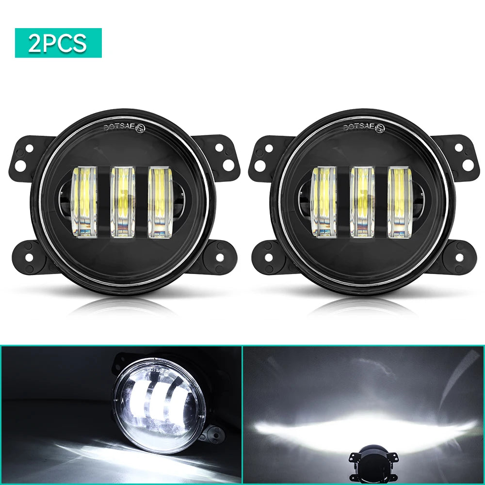 For Lada Niva Wrangler JK Dodge Citroen Ford Honda Suzuki 4 Inch LED Off Road Fog Lamp Driving Auxiliary Light Auto Headlight