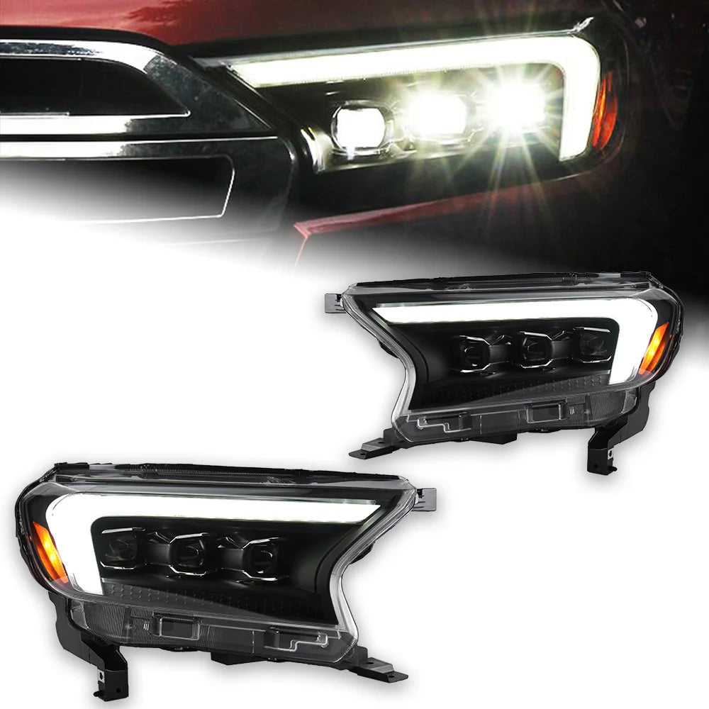 Paire de phares avant pour Ford Ranger 2016-2021 / Projecteurs LED / Droit et Gauche