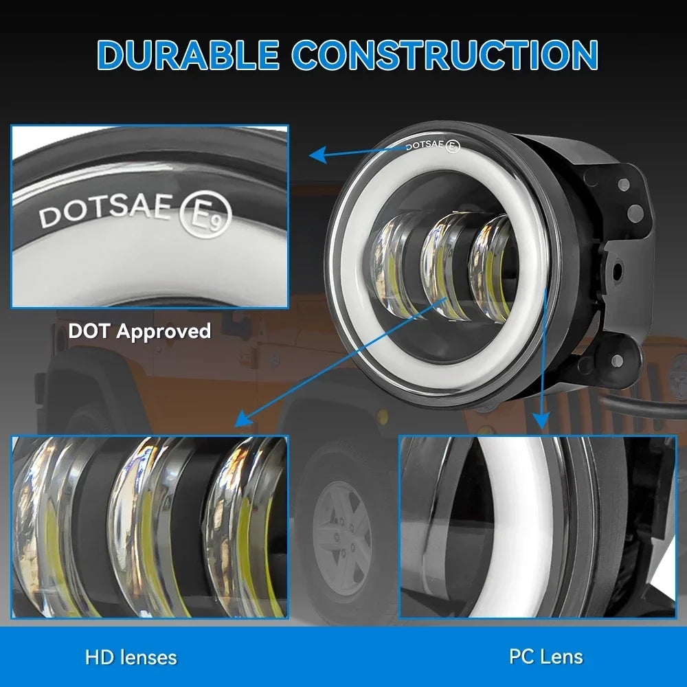 For Lada Niva Wrangler JK Dodge Citroen Ford Honda Suzuki 4 Inch LED Off Road Fog Lamp Driving Auxiliary Light Auto Headlight