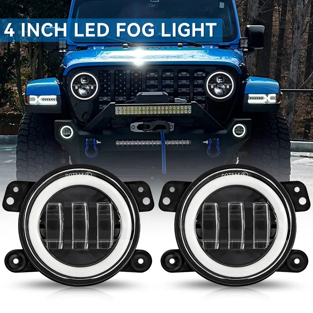 For Lada Niva Wrangler JK Dodge Citroen Ford Honda Suzuki 4 Inch LED Off Road Fog Lamp Driving Auxiliary Light Auto Headlight