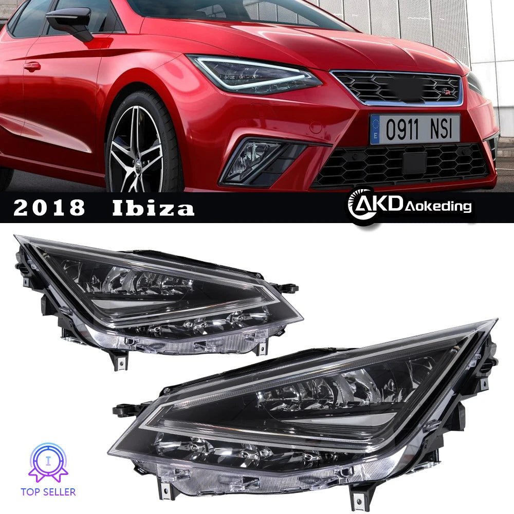 AKD LED Headlight assembly for SEAT Ibiza Mk5 Headlight 2017–2021 Ibiza MK5 6F Pre-Facelift LED Projector LENS DRL Turn Signal Front Head lamp auto Accessories