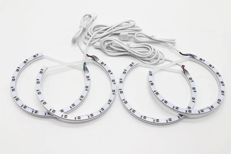 For Fiat PUNTO MK2 1999-2010 16-Color RGB Cotton LED Headlight Angel Eyes Ring Lamp Remote Control Car Daytime Running Light