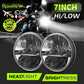 Braveway Pair 7" LED Headlights High/Low Beam for Jeep Wrangler Toyota Landcruiser HZJ75 78 79 Series SUV 12V 24V