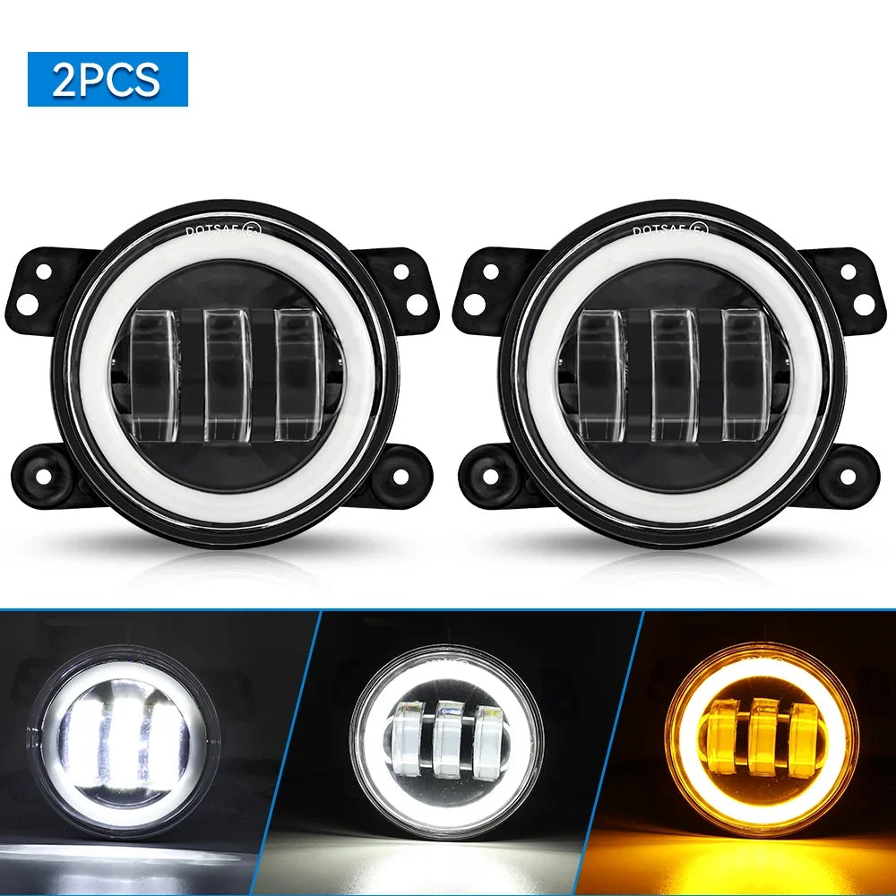 For Lada Niva Wrangler JK Dodge Citroen Ford Honda Suzuki 4 Inch LED Off Road Fog Lamp Driving Auxiliary Light Auto Headlight