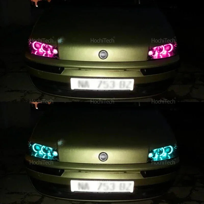 For Fiat PUNTO MK2 1999-2010 16-Color RGB Cotton LED Headlight Angel Eyes Ring Lamp Remote Control Car Daytime Running Light