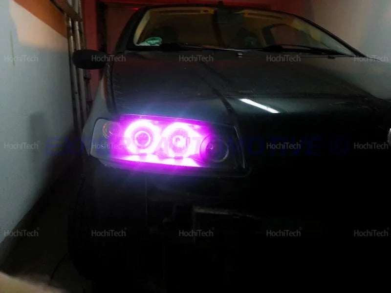 For Fiat PUNTO MK2 1999-2010 16-Color RGB Cotton LED Headlight Angel Eyes Ring Lamp Remote Control Car Daytime Running Light