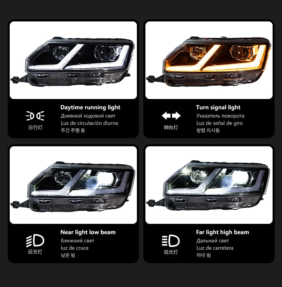 AKD Styling LED Car Lights for Skoda Rapid NH3 Pre‑Facelift 2013‑2017 Headlight LED DRL Turn Signal Low Beam High Beam Front Automotive Accessories