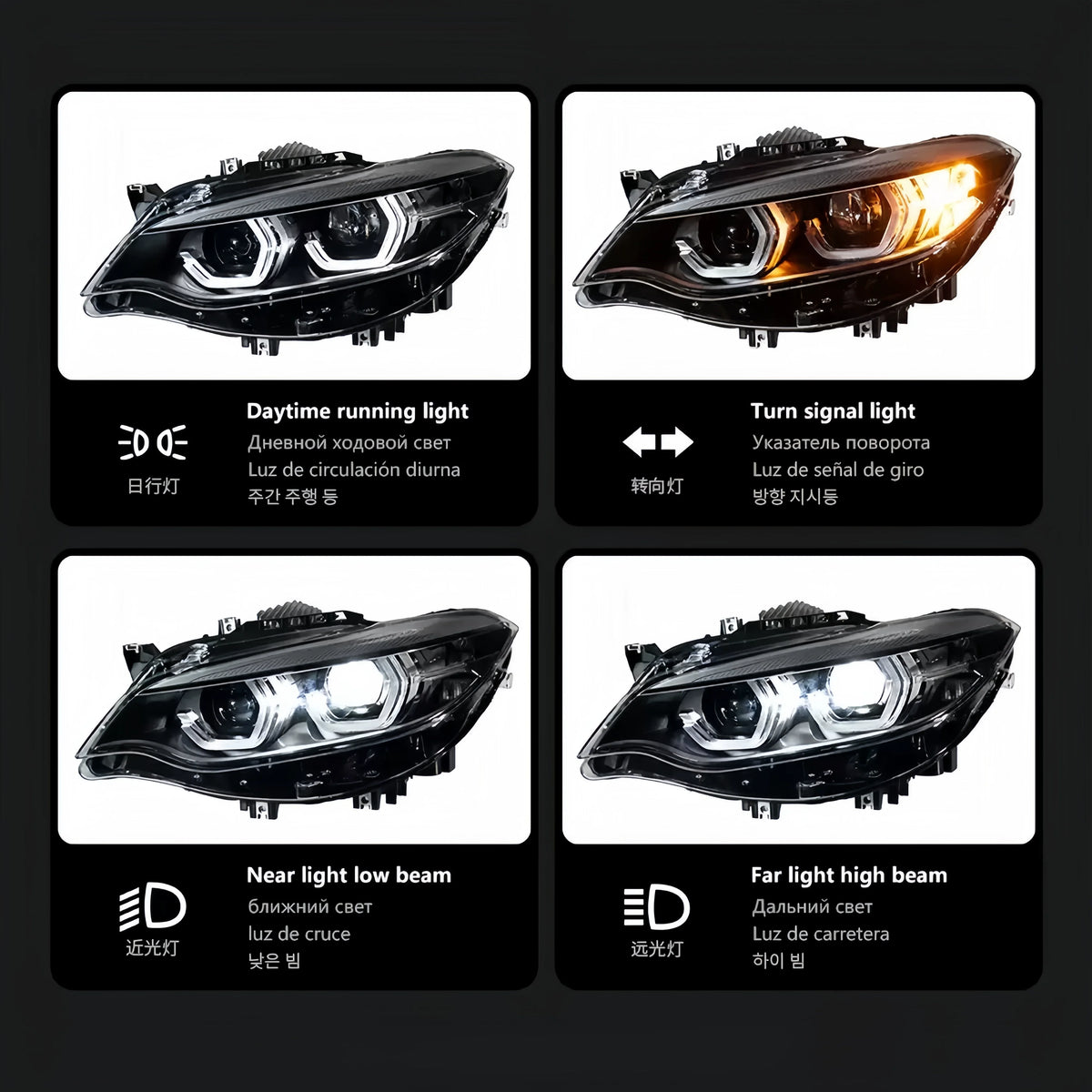 TYPY 2Pcs Car LED Head Lights For BMW 2 Series F22 Headlights F23 2014-2019 LED Car Lamps Daytime Running Lights Dynamic Turn Signals Car Accessories