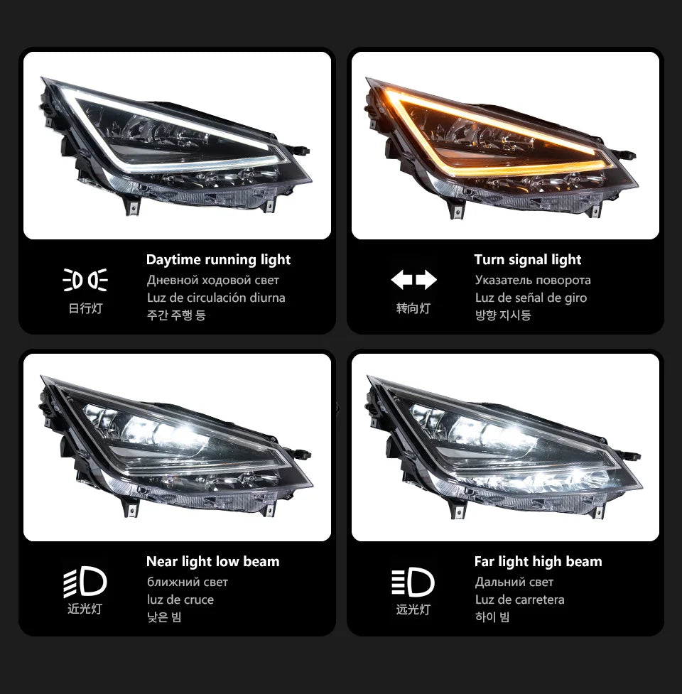 AKD LED Headlight assembly for SEAT Ibiza Mk5 Headlight 2017–2021 Ibiza MK5 6F Pre-Facelift LED Projector LENS DRL Turn Signal Front Head lamp auto Accessories