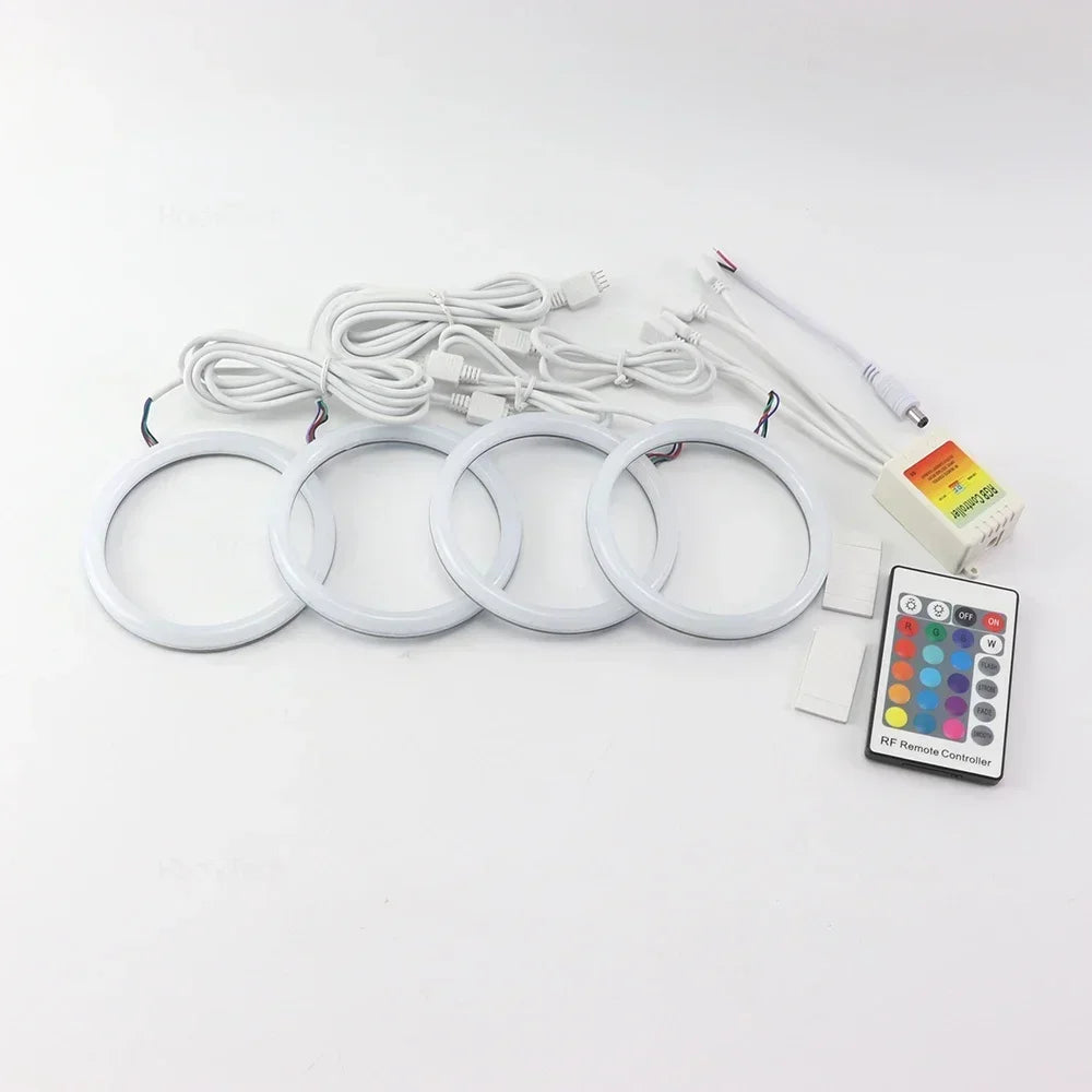 For Fiat PUNTO MK2 1999-2010 16-Color RGB Cotton LED Headlight Angel Eyes Ring Lamp Remote Control Car Daytime Running Light